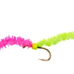 Fulling Mill 2 Tone Chewing Gum Worm Pink & Chartreuse