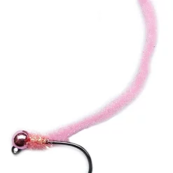 Czech Nymph Micro-Chenille Worm Metallic Pink Head Light Pink Jig
