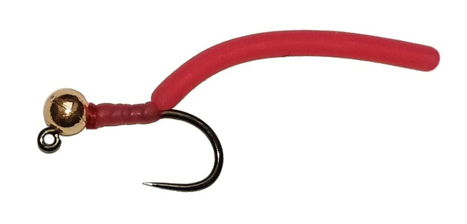Czech Nymph Squirmy Wormy Pink Gold Head Bloodworm Jig 3 Czech Nymph Squirmy Wormy Pink Gold Head Bloodworm Jig