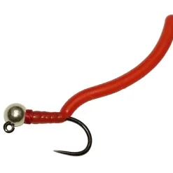 Czech Nymph Squirmy Wormy Silver Head Hot Red Jig